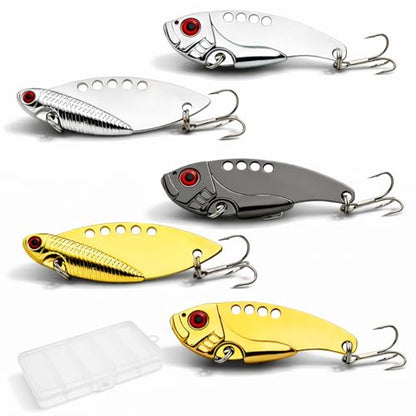 5PCS/10PCS Fishing Lures, Metal VIB Hard Blade Baits, Spinner Spoon Metal Fishing Spoon Crankbaits Swimbaits for Trout Walleye Crappie - color: B-5PCS