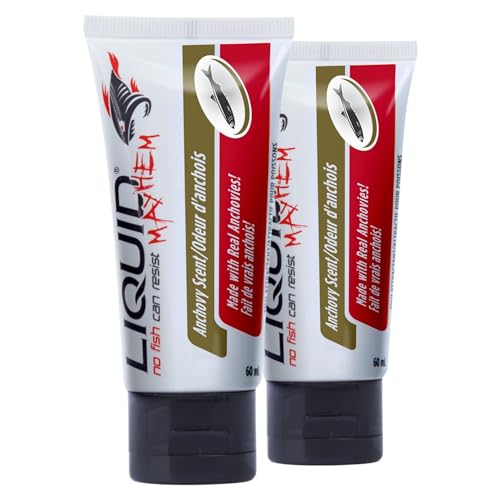 Liquid Mayhem Anchovy Fish Attractant Gel 60 ml / 2 oz · 60 Uses – Real Anchovy Bait & Aminos | UV-Enhanced Long-Lasting Gel – All Lure Types - size: 2-Pack