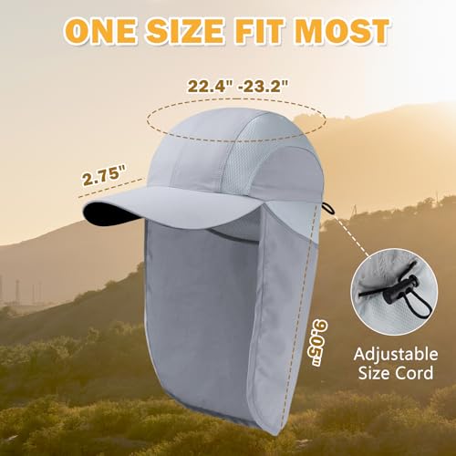Mens Sun Hat with Breathable Mesh Sun Hats for Men Sun Protection Fishing Hat with Neck Flap for Hiking Cycling - color: Dark Gray