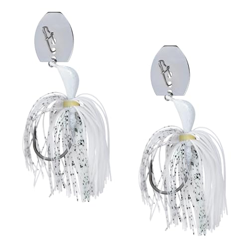 Sidewinder Bladed Jigs for Bass Fishing 1/2 Oz and 3/8 Oz | 2 and 5 - Pack | Fishing lures with 5/0 bladed jig head, vibrating shaker blade, low-column action, lifelike baitfish profile & skirt colors - size: 3/8 oz Baitfish ( Pack of 2 )