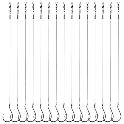 Circle Hooks Rigs, 15pcs Fishing Leader Rigs with Steel Leader Wire and Circle Hooks 1/0 2/0 3/0 4/0 5/0 6/0 7/0 8/0 9/0 10/0 for Bass, Catfish Fishing - size: 1/0