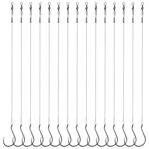 Circle Hooks Rigs, 15pcs Fishing Leader Rigs with Steel Leader Wire and Circle Hooks 1/0 2/0 3/0 4/0 5/0 6/0 7/0 8/0 9/0 10/0 for Bass, Catfish Fishing - size: 3/0