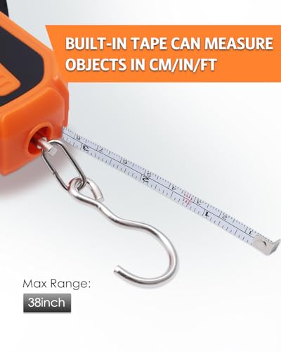 Digital Fishing Scale with Lip Gripper & Tape Measure, 110lb/50kg Waterproof Fish Weight Scale with LCD Display, Hanging Fish Weigher for Bass Fishing & Boat, Perfect Fishing Gifts for Men - color: Orange