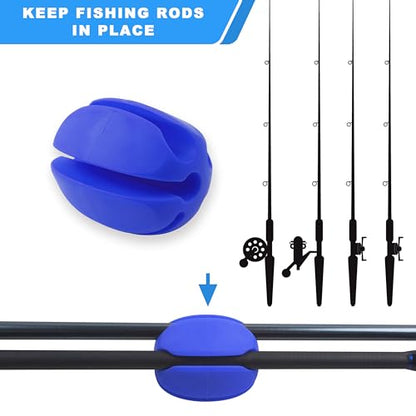 Fishing Rod Holder Straps, 2pcs Silicone 5-Holes Fishing Rod Fixed Ball, Fly Fishing Puller Fishing Accessories for Fishing Pole - style: Yellow-2pcs