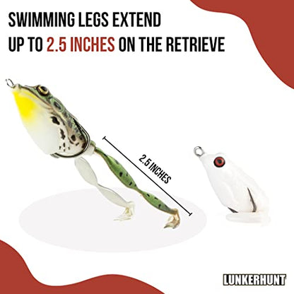 LUNKERHUNT Frog Lure for Bass Fishing | Pocket Frog Fishing Lure 1.75 Inch | Topwater Fishing Lures, Soft Hollow Body, Weedless Hooks for Trout, Pike in Saltwater and Fresh Water - style: Pearl