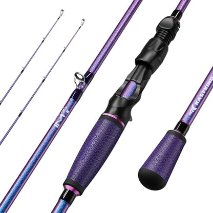 KastKing Royale Legend Pro Technique Bass Fishing Rods, KastFlex IM7 Graphite Blanks, 2-Piece Rod with Extra Tip, SlipLock Technology Handles, PTS Power Transition System, Built-in Hook Keeper - size: 7'6"- MH Fast- Carolina Rig(2 Pcs+ Extra Tip), style: