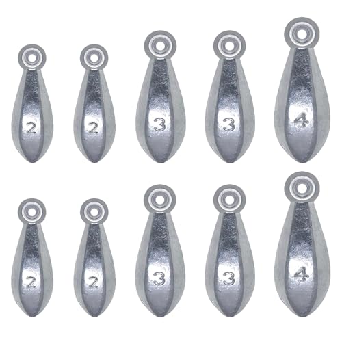 Fishing Weights Bank Sinkers 10PCs Sinkers Less Snag and Faster Sink Lead Weights for Saltwater Freshwater Fishing 2 oz,3 oz,4 oz