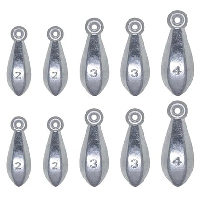 Fishing Weights Bank Sinkers 10PCs Sinkers Less Snag and Faster Sink Lead Weights for Saltwater Freshwater Fishing 2 oz,3 oz,4 oz
