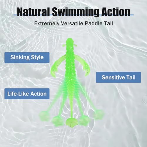 3" TPE Soft Plastic Paddle Tail Swimbaits | Fishing Lures for Bass, Trout, Crappie, and Walleye | Perfect for Texas Rig, Drop Shot, Shaky Head, and Split Shot Techniques