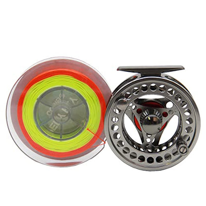 EX-ALC Fly Reel 3/4 5/6 7/8 9/10WT CNC Machined Large Arbor Aluminum Fly Fishing Reels Silver/Gunsmoke Fly Reels - color: Fluo Yellow Fly Line, size: 5/6WT Fly Reel