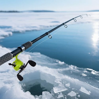 Aluminum Alloy 2.6 in (6.6 Cm) Reel Ice Fishing Inline, Plastic and Metal Construction, High Foot Seat Design, Anti-Slip Handle, 3+1 Bearing, 3.2:1 Gear Ratio, Green, Right-Handed