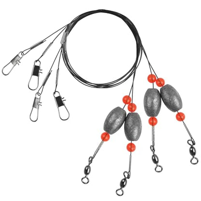 Carolina Rig Saltwater Flounder Fishing Rigs, Stainless Steel Wire Leader with Egg Sinker Weights, Swivel Snaps Ready Rig for Catfish Grouper Drum Redfish Bottom Surf Fishing - size: 1.5oz-6pcs