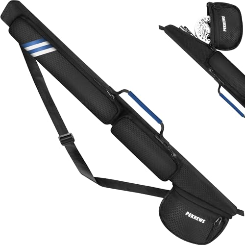 PEKREWS Fly Rod Case, 30.5" Fishing Rod Bag Fit 9' 4-Piece Fly Rod and Reel with 2 Side Pockets, Padded Reel Pouch, Hard Travel Fly Rod Tube with Shoulder Strap, Fishing Pole Holder For Angler, Blue - color: Blue