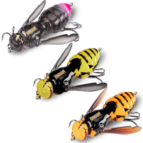 Kingdom Wasp Crawl Bait Insect Bionic Floating Fishing Lures Swimbaits Hard Artificial Baits Lure Freshwater and Saltwater Bass Carp Pike Walleye Fishing ABS Material Carbon Steel Three Book Hook - color: Set2, size: 6.6g