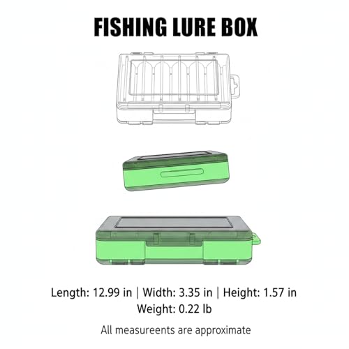 Double-Sided Fishing Lure Box, Slim PU Leather Tackle Organizer for Kayak & Travel, 13 x 3.3 x 1.6 Inches - color: Green