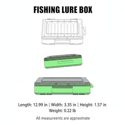 Double-Sided Fishing Lure Box, Slim PU Leather Tackle Organizer for Kayak & Travel, 13 x 3.3 x 1.6 Inches - color: Green