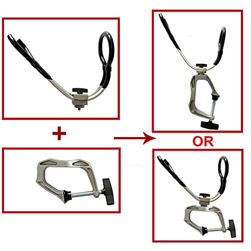 HiUmi Heavy Duty Boat Marine Aluminium Alloy Fishing Rod Pole Stand Bracket Support Holder Adjustable Clamp Fishing Tackle Tool (Aluminum, 2Pack)
