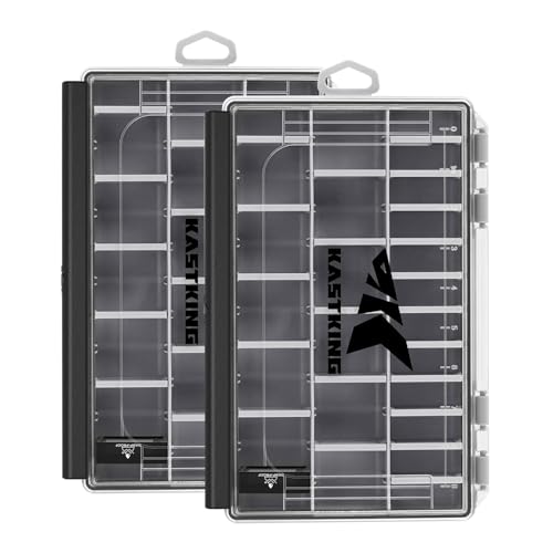 KastKing HyperSeal Waterproof Tackle Box, 3600 and 3700 Tackle Trays, Fishing Tackle Box Organizer with Removable Dividers, Lure Box and Terminal Tackle Storage,Black - color: Black, size: 3600(2 Pack)