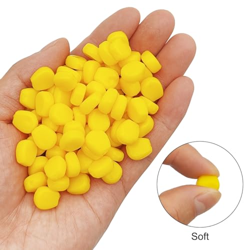 100 Pcs Fake Corn Carp Fishing Bait, Soft Maggot Bait Bread Worm, Soft Silicone Easy Floating Lure,Bass Fishing Worms Lures, Bait Equipment for Trout Catfish Carp Catfish