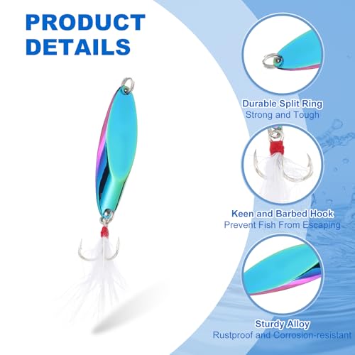 PATIKIL Fishing Spoons, Fishing Lures Casting Spoon Treble Hooks Jigs Hard Metal Spinner Baits - color: Multicolor, size: 3/4 oz