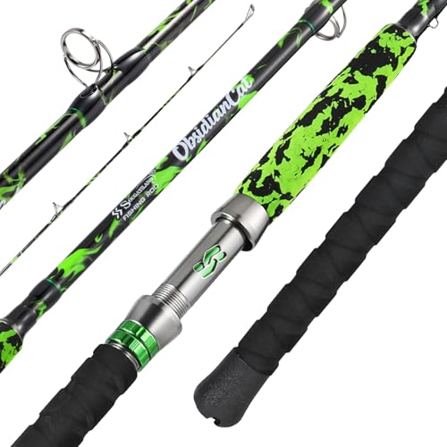 Sougayilang Catfish Rod 7' MH Catfishing Pole, Carbon Fishing Rod with Solid Tip, Stainless Steel Guides & Spiral EVA Handle for Freshwater Saltwater for Catfish-Spinning/Casting
