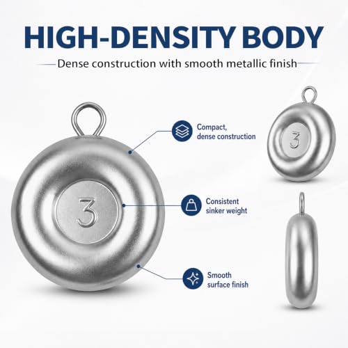 Fishing Weights, Disc Sinkers, Lead Fishing Sinkers & Weights for Saltwater & Freshwater, Flat Coin Sinkers for Bottom Fishing, Assorted Sizes - size: 3oz-6 Pcs