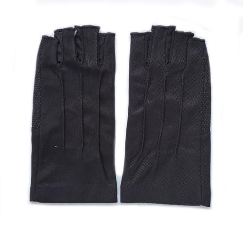 Men Summer Fingerless Gloves Lightweight Half Finger Sunblock Gloves for Outdoor Hiking Driving Cycling - color: Black