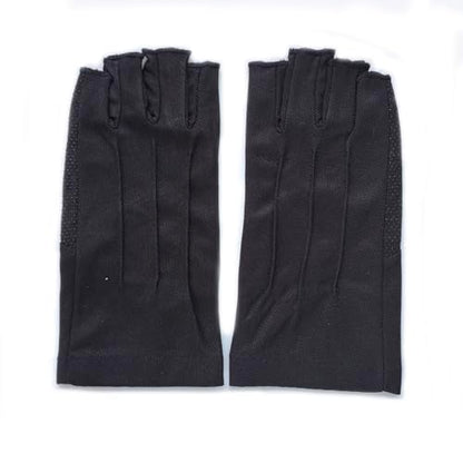 Men Summer Fingerless Gloves Lightweight Half Finger Sunblock Gloves for Outdoor Hiking Driving Cycling - color: Black