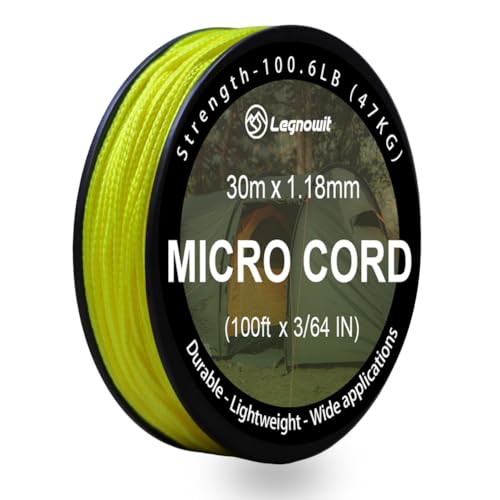 Micro Paracord, 1.18mm x 100ft Thin Mini Utility Braided Small Paracord for Crafting, DIY Project, Camping and More - color: Yellow, size: 100ft (1 Pack)