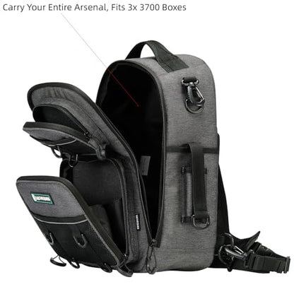22L Wading Fishing Tackle Sling Bag, Holds 3x 3700 Boxes, Grey | Hands Free Lure Casting, Large Crossbody Shoulder Backpack with Rod Holder, Water Bottle Holder, 12 Heavy Duty D Rings - color: Grey