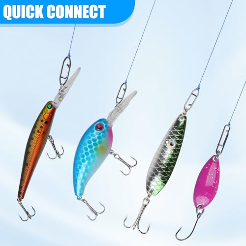 AGOOL Speed Clips for Fishing Lures Kit, Fishing Snaps Clips High Strength Quick Change Clips Stainless Steel Fishing Power Clips Swivels Fishing Tackle Connector Snaps - style: 50pcs Fishing Clips Kit