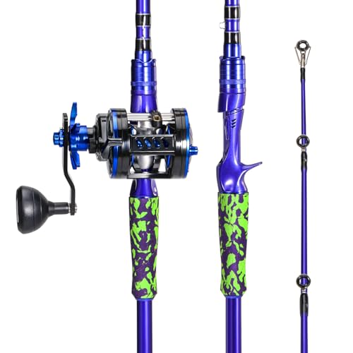 Sougayilang Inshore Saltwater Fishing Rods Combo, 7-Foot Spinning Rods and Casting Rods with Spinning/Trolling Reel - style: 7'0"casting Rod With Left Handed Reel