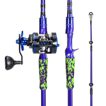 Sougayilang Inshore Saltwater Fishing Rods Combo, 7-Foot Spinning Rods and Casting Rods with Spinning/Trolling Reel - style: 7'0"casting Rod With Left Handed Reel
