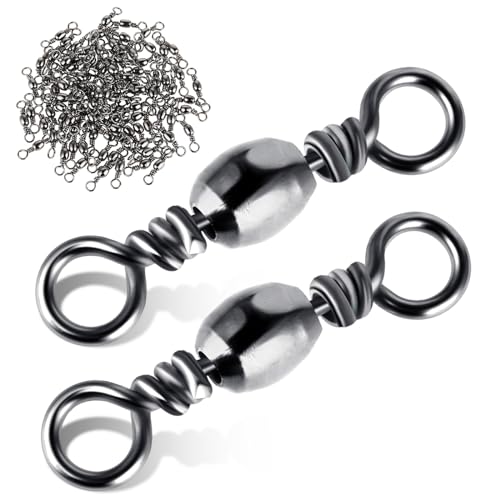 TIESOME 100Pcs Fishing Barrel Swivels, High Strength Carbon Steel Fishing Connector Swivels Freshwater Swivels Steel Hook Line Connector Rolling Fishing Swivels for Freshwater Fishing Accessories