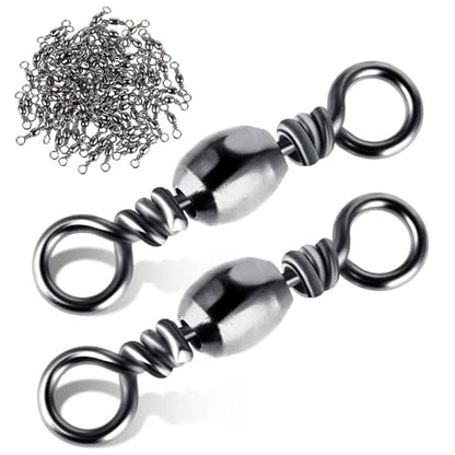 TIESOME 100Pcs Fishing Barrel Swivels, High Strength Carbon Steel Fishing Connector Swivels Freshwater Swivels Steel Hook Line Connector Rolling Fishing Swivels for Freshwater Fishing Accessories