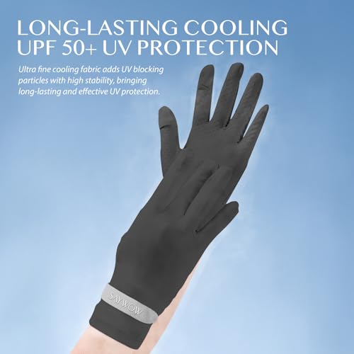 SayWow Driving Gloves Women for Sun UV Protection UPF 50+ Touchscreen Full Finger - color: Black
