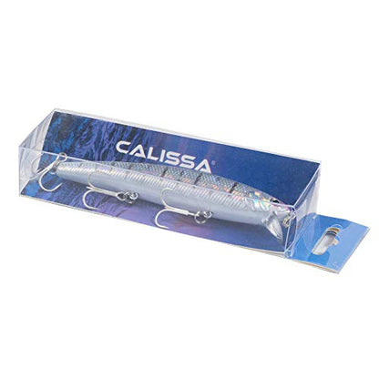 Calissa Offshore Tackle 110mm and 140mm California Inshore Fishing - Special Jerkbait Crankbait Surf Flash Fishing Salt Pro Lure Minnow Zebra MS Metallic Sardine Glow - size: 110mm, style: Barred Surf Perch