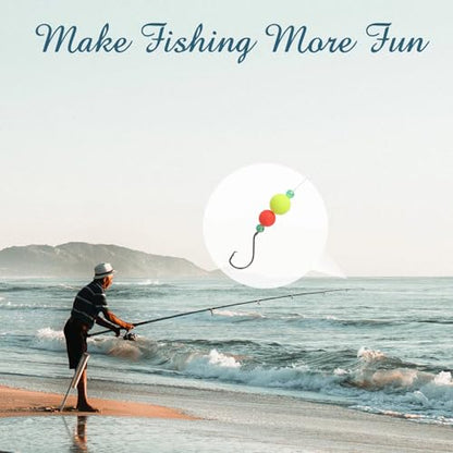 Dovesun 220/104/80/60/54/52/42pcs Pompano Rig Floats for Surf Fishing Foam Bobbers for Fishing Fly Fishing Bobbers Floats Bright Color Kit/Round/Cylindrical/Heart/Bullet/Pill/Spin Shape - color: Round-104pcs