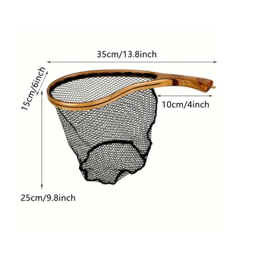 Aventik Fly Fishing Landing Net for Trout Soft Rubber Ghost Mesh Catch and Release Wooden Frame Lightweight and Tangle-Free - style: Tenkara Net