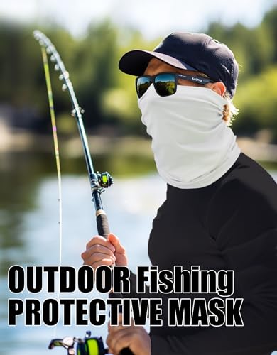 JHYWELL Cooling Neck Gaiter Face Mask, UV Protection Masks Gator, Windproof Bandana for Skiing, Fishing, Hiking, Cycling - color: White Pack