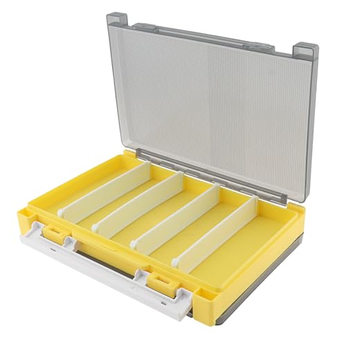 Double Sided Fishing Lure Box Organizer, Fishing Tackle Box Storage Hard Plastic Container Case for Lure Bait Hooks Beads (Yellow, 7.8 * 5.8 * 1.6 inch) - color: Yellow