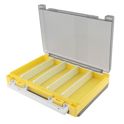 Double Sided Fishing Lure Box Organizer, Fishing Tackle Box Storage Hard Plastic Container Case for Lure Bait Hooks Beads (Yellow, 7.8 * 5.8 * 1.6 inch) - color: Yellow