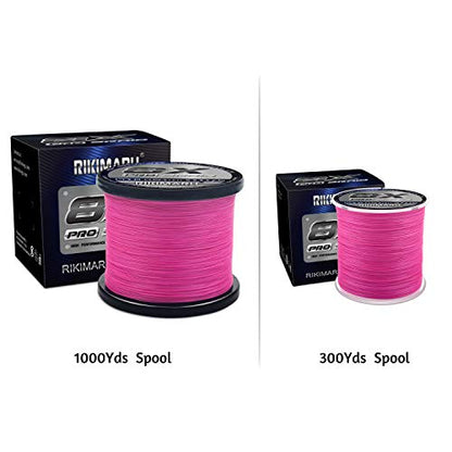 Rikimaru 8X Pro Braid Fishing Line 6LB-170LB, 300yds-1000yds Fluo-Green,Lemon Yellow,Plum Pink - color: Lemon Yellow, size: 20LB(0.20mm)-1000Yds