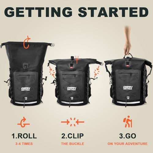 OSAH DRYPAK Waterproof Backpack Dry Bag 25L/35L/55L/85L – Heavy Duty Roll-Top Hiking Backpack Sack Keeps Gear Dry for Travel, Kayaking, Boating, Camping, Rafting and Fishing - color: Black, size: 25L
