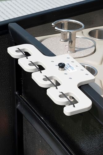 Pontoon Boat Fishing 4-Rod-Holder – No-Tool Rail Mount | USA Made | Deep Blue Outdoors - color: White