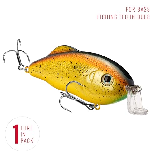 Strike King Hybrid Hunter Shallow Jr. Fishing Lure, Shallow Diving Crankbait, 90-Degree Bill, 3D Eyes, Loud Rattle, Dives 1 to 3-Feet,Size 4 & 6 Treble Hooks - color: Bully, size: 1/2 oz