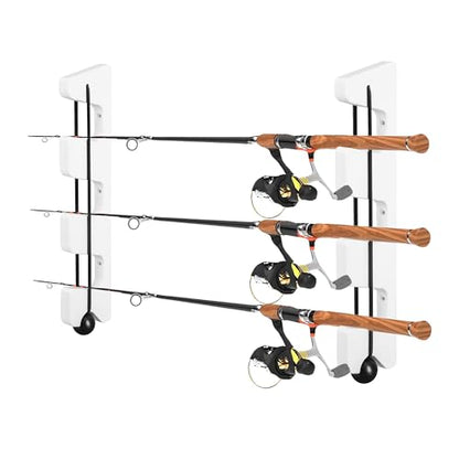 Wall Mount Fishing Rod Holders,3 Rod Holder Storage for Wall & Garage Storage Organizer Gear Equipment Gifts (Square Hole) - style: Thick style