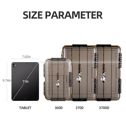 RUNCL Fishing Tackle Box, Waterproof Tray for Jigs Lures, Thicker Floating Tackle Utility Box with Adjustable Dividers, 3600/3700/Large 3700 Size - color: 3600+Deep 3700