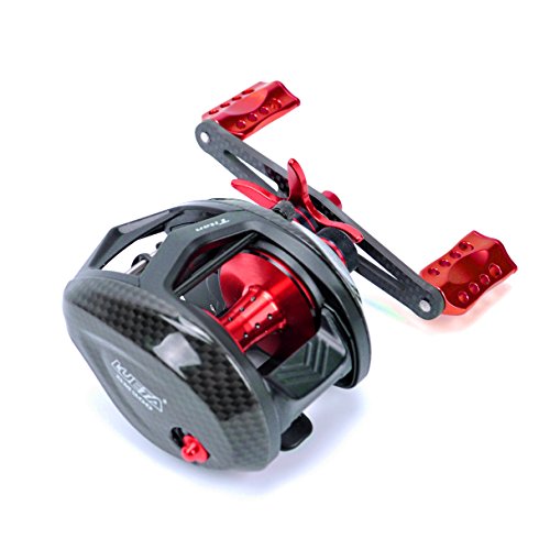 NEW Replacement Carbon Fiber 6061 Aviation Aluminum Fishing Reel Handle knobs Accessories for Baitcasting Rocker - color: 02S-S RED