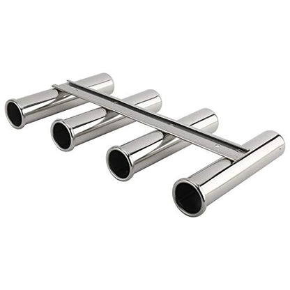 YaeMarine Fishing Rod Holder 316 Stainless Steel Fishing Rod Rack 3Tube/4Tube/5Tube/6Tube Mirror Finish for Marine Boat Yacht Camper - style: 4 Tube